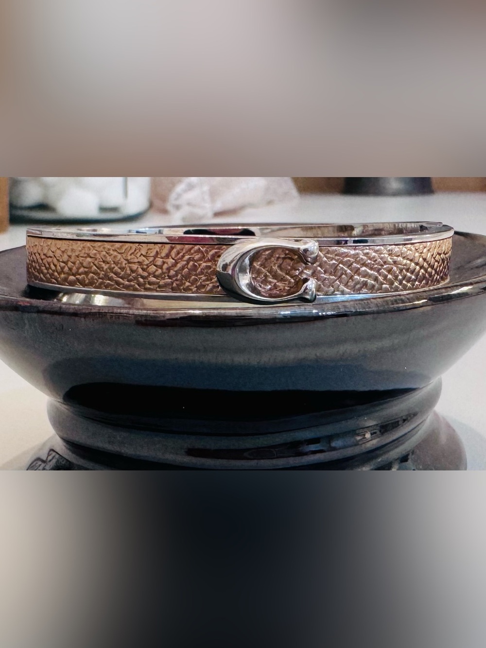 Coach Rose Gold and Silver Signature 'C' Bangle Bracelet